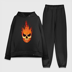 Женский костюм оверсайз Fire flame skull, цвет: черный