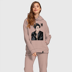 Женский костюм оверсайз BTS, цвет: пыльно-розовый — фото 2