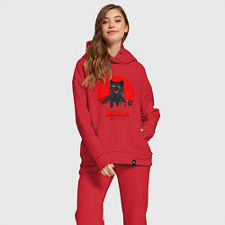 Женский костюм оверсайз КОТЗИЛЛА CATZILLA, цвет: красный — фото 2