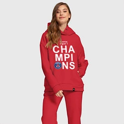 Женский костюм оверсайз PSG CHAMPIONS, цвет: красный — фото 2