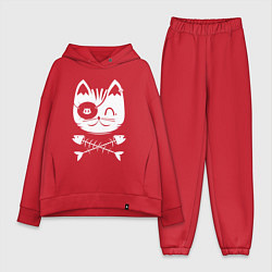 Женский костюм оверсайз Кот пират, цвет: красный