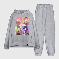 Женский костюм оверсайз Girls Doki Doki коллаж, цвет: меланж