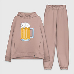 Женский костюм оверсайз Beer Cat, цвет: пыльно-розовый
