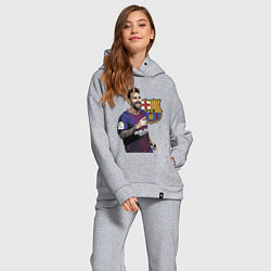 Женский костюм оверсайз Lionel Messi Barcelona Argentina, цвет: меланж — фото 2