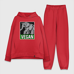 Женский костюм оверсайз Vegan elephant, цвет: красный