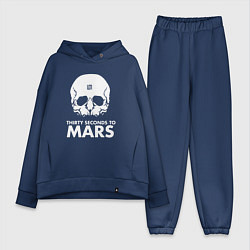 Женский костюм оверсайз 30 Seconds to Mars белый череп, цвет: тёмно-синий