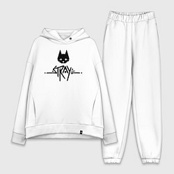 Женский костюм оверсайз Stray: Black Logo, цвет: белый