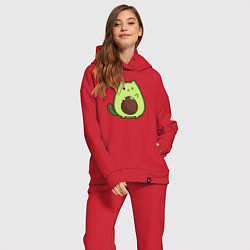 Женский костюм оверсайз Avo cat o подмигивает, цвет: красный — фото 2