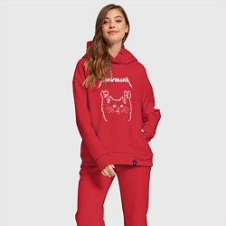Женский костюм оверсайз МЯУТАЛИКА металлика кот, цвет: красный — фото 2