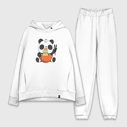 Женский костюм оверсайз Cute Panda Eating Ramen, цвет: белый