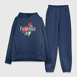 Женский костюм оверсайз Feminist AF, цвет: тёмно-синий