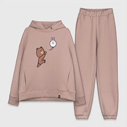 Женский костюм оверсайз Погоня за шариком-зайцем, цвет: пыльно-розовый