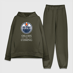 Женский костюм оверсайз Edmonton Oilers are coming Эдмонтон Ойлерз, цвет: хаки