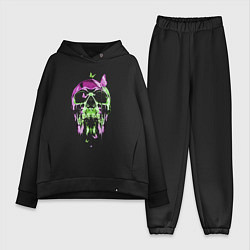 Женский костюм оверсайз Skull & Butterfly Neon, цвет: черный