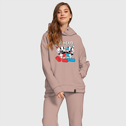 Женский костюм оверсайз Cuphead Чашечки, цвет: пыльно-розовый — фото 2