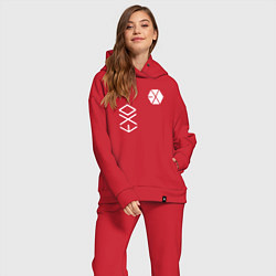 Женский костюм оверсайз Логотип группы exo, цвет: красный — фото 2