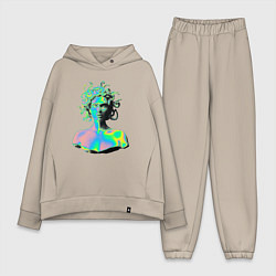 Женский костюм оверсайз Gorgon Medusa Vaporwave Neon, цвет: миндальный