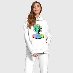 Женский костюм оверсайз Gorgon Medusa Vaporwave Neon, цвет: белый — фото 2