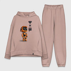 Женский костюм оверсайз Оранжевый робот с логотипом LDR, цвет: пыльно-розовый