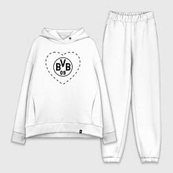 Женский костюм оверсайз Лого Borussia в сердечке, цвет: белый