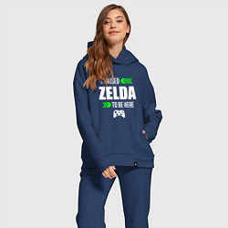 Женский костюм оверсайз I Paused Zelda To Be Here с зелеными стрелками, цвет: тёмно-синий — фото 2