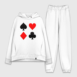 Женский костюм оверсайз Четыре масти игральных карт, цвет: белый