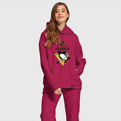 Женский костюм оверсайз Питтсбург Пингвинз НХЛ логотип, цвет: маджента — фото 2