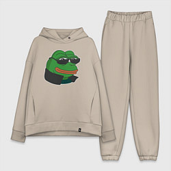 Женский костюм оверсайз Лягушонок Пепе крутой, цвет: миндальный