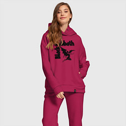 Женский костюм оверсайз Блэк Саббат метал, цвет: маджента — фото 2