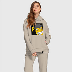 Женский костюм оверсайз Рофлан здарова, цвет: миндальный — фото 2