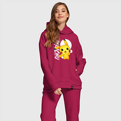 Женский костюм оверсайз Funko pop Pikachu, цвет: маджента — фото 2