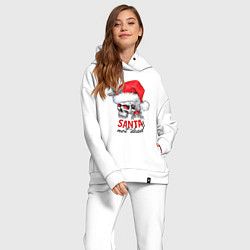 Женский костюм оверсайз Santa is not dead, skull in red hat, holly, цвет: белый — фото 2