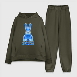 Женский костюм оверсайз Геометрический синий кролик 2023, цвет: хаки