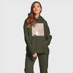 Женский костюм оверсайз Вера надежда любовь, цвет: хаки — фото 2