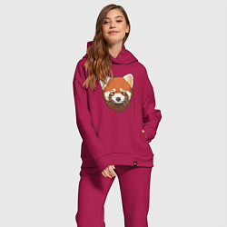 Женский костюм оверсайз Голова милой красной панды, цвет: маджента — фото 2