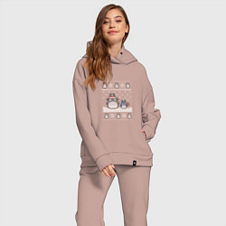 Женский костюм оверсайз Новогодние тоторики - ugly sweater, цвет: пыльно-розовый — фото 2