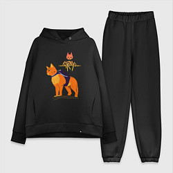 Женский костюм оверсайз Stray - cat logo, цвет: черный