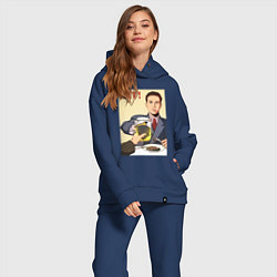 Женский костюм оверсайз Кротовуха советский плакат, цвет: тёмно-синий — фото 2