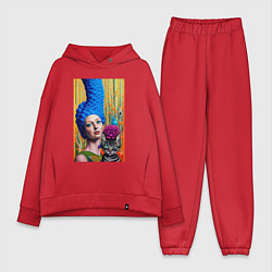 Женский костюм оверсайз Мардж Симпсон с кошкой - нейросеть - art