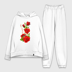 Женский костюм оверсайз Прекрасная Марта - букет их роз, цвет: белый