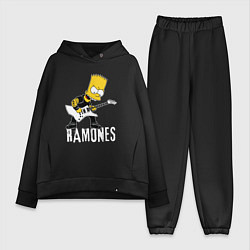 Женский костюм оверсайз Ramones Барт Симпсон рокер, цвет: черный