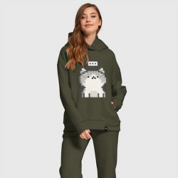 Женский костюм оверсайз Pixel Cat V1, цвет: хаки — фото 2