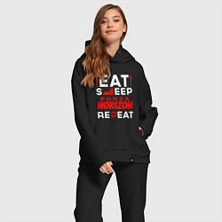 Женский костюм оверсайз Надпись eat sleep Forza Horizon repeat, цвет: черный — фото 2
