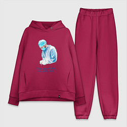 Женский костюм оверсайз Лечит не время - лечит доктор, цвет: маджента