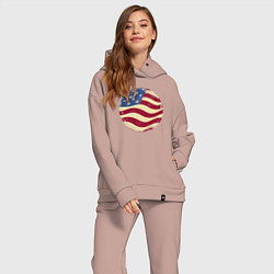 Женский костюм оверсайз Flag USA, цвет: пыльно-розовый — фото 2
