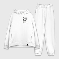 Женский костюм оверсайз Панда в кармане, цвет: белый