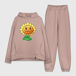 Женский костюм оверсайз Подсолнух красивый, цвет: пыльно-розовый