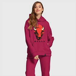 Женский костюм оверсайз Chicago bull, цвет: маджента — фото 2