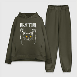 Женский костюм оверсайз Led Zeppelin rock cat, цвет: хаки