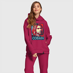 Женский костюм оверсайз Nirvana - Kurt Cobain, цвет: маджента — фото 2